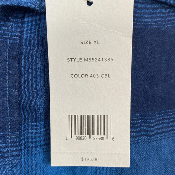New Vince Blue Plaid Button Down 100% Cotton size XL - Picture 14 of 16